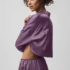 Silk Luminous cropped overhemd met lange mouwen en knopen - Plum Kiss