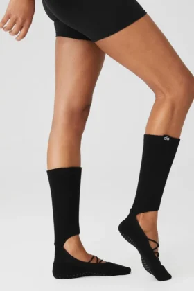 Siren Grip-sok met bandjes voor dames – Zwart