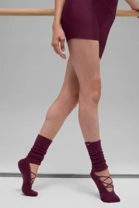 Siren Grip-sokken met bandjes voor dames – Bordeauxrood
