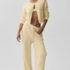 Snuggle Up-trui met broek met High-Waist-stijl en wijde pijpen – Candlelight Yellow
