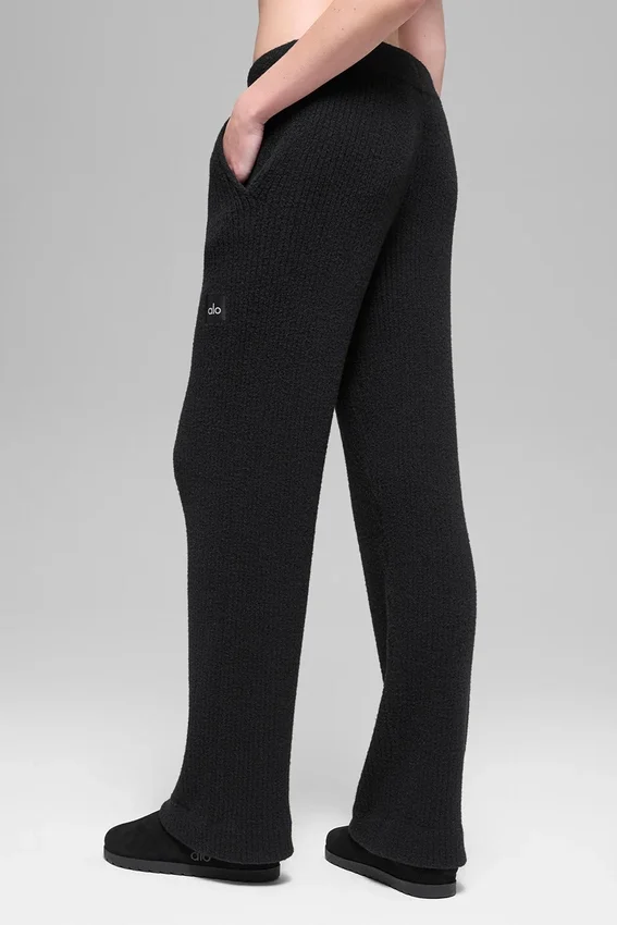 Snuggle Up-trui met High-Waist broek met wijde pijpen - Zwart