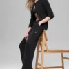 Snuggle Up-trui met High-Waist broek met wijde pijpen - Zwart
