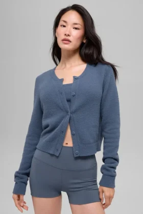 Snuggle up Truien Cropped Cardigan - Bluestone