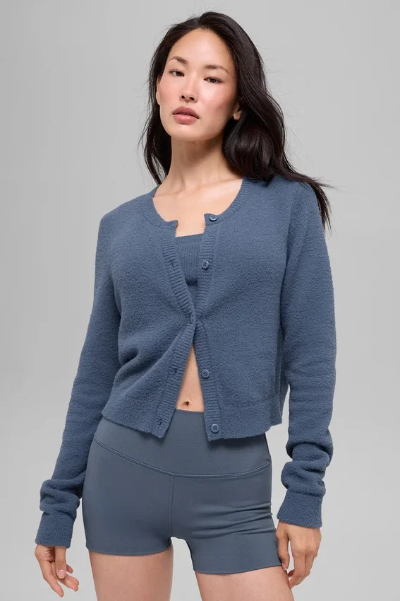 Snuggle up Truien Cropped Cardigan - Bluestone