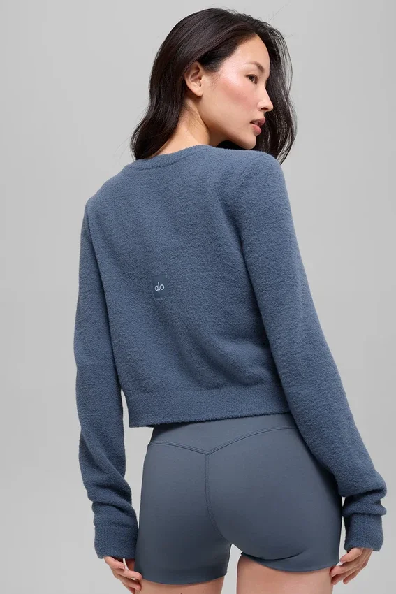 Snuggle up Truien Cropped Cardigan - Bluestone