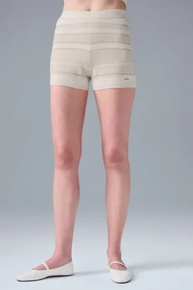 Sport Play High-Waist gebreide korte broek - ivoor/alabaster