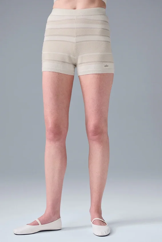 Sport Play High-Waist gebreide korte broek - ivoor/alabaster