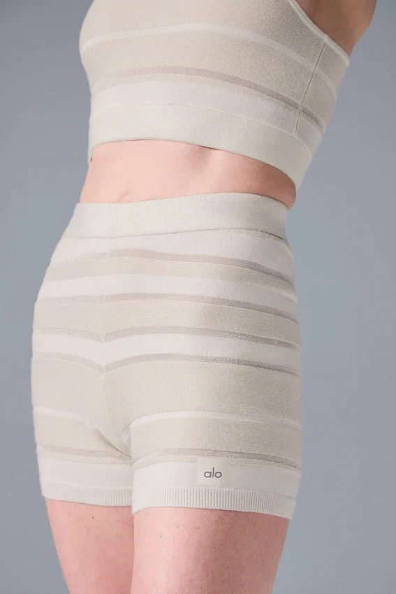 Sport Play High-Waist gebreide korte broek - ivoor/alabaster