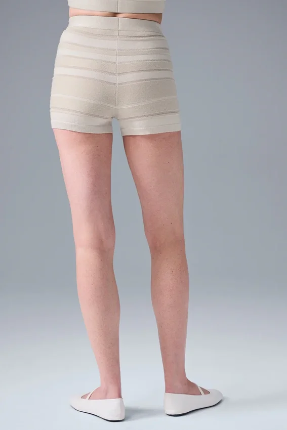 Sport Play High-Waist gebreide korte broek - ivoor/alabaster