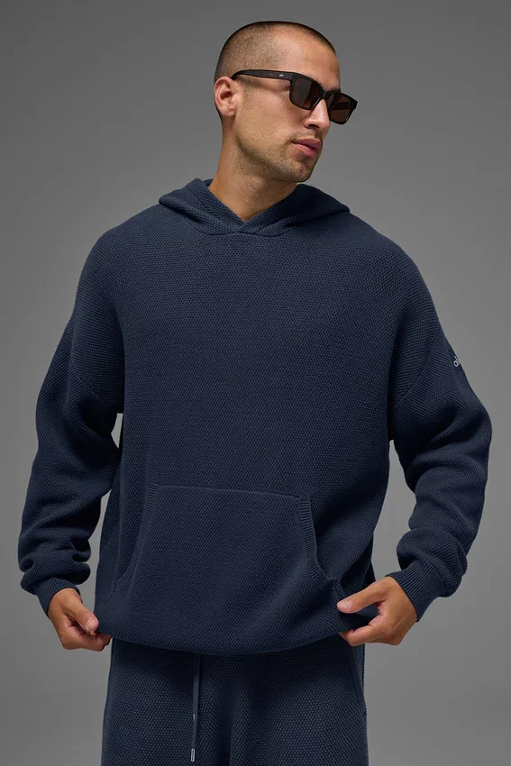 Sports Club gebreide Hoodie - marineblauw