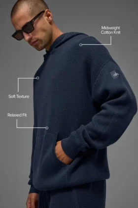 Sports Club gebreide Hoodie – marineblauw