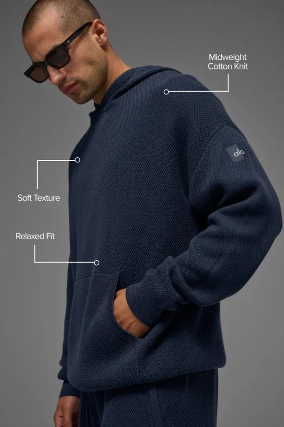 Sports Club gebreide Hoodie - marineblauw