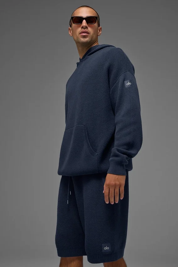 Sports Club gebreide Hoodie - marineblauw