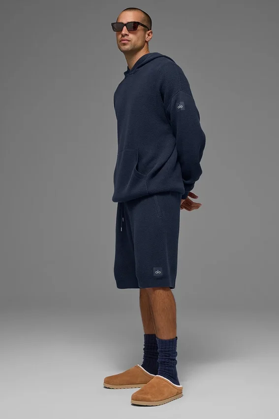 Sports Club gebreide Hoodie - marineblauw