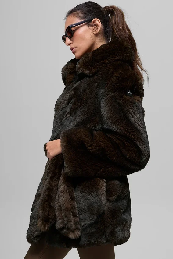 Starstruck-jas van imitatiebont - Midnight Brown/Black
