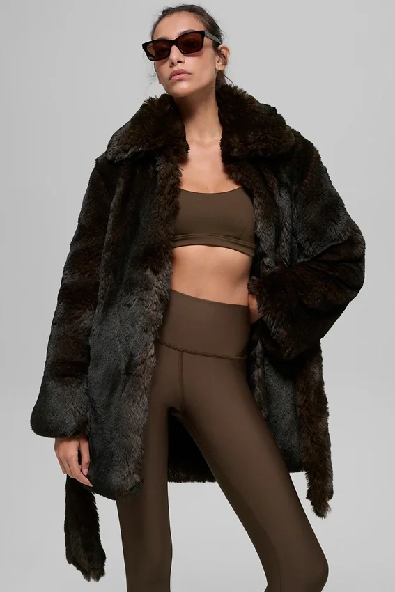 Starstruck-jas van imitatiebont - Midnight Brown/Black