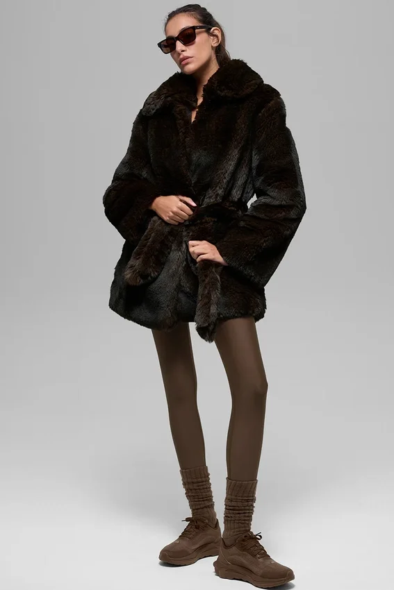 Starstruck-jas van imitatiebont - Midnight Brown/Black