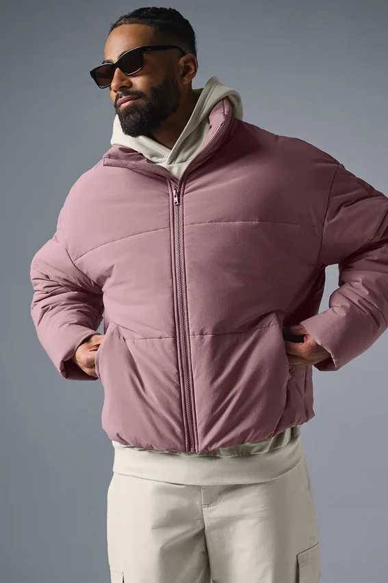 Stretch geweven street-puffer - Woodrose