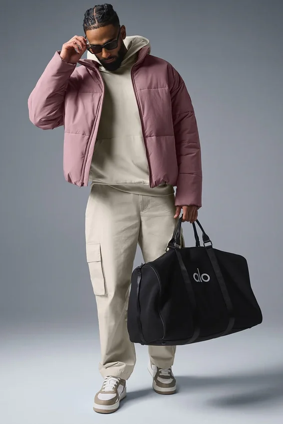 Stretch geweven street-puffer - Woodrose