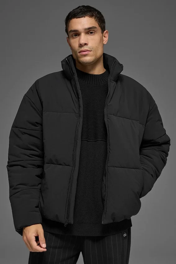 Stretch geweven Street Puffer - Zwart