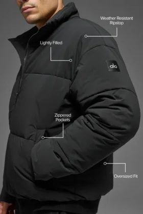 Stretch geweven Street Puffer – Zwart
