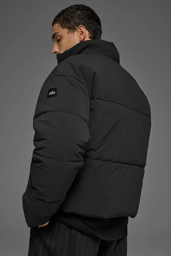 Stretch geweven Street Puffer - Zwart