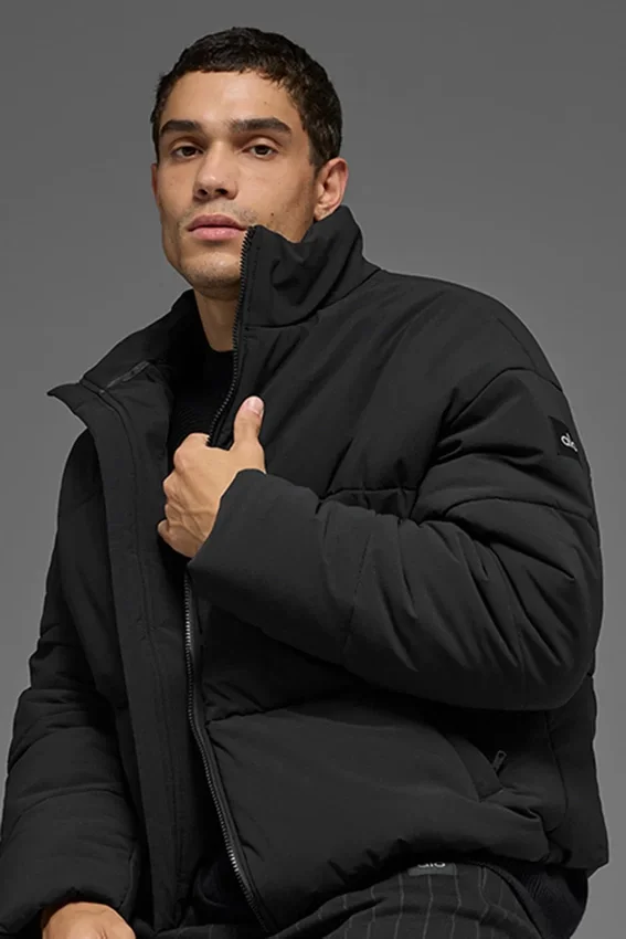 Stretch geweven Street Puffer - Zwart