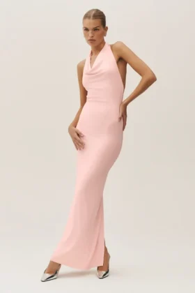 Summer Soiree halter maxi-jurk – zonovergoten roze