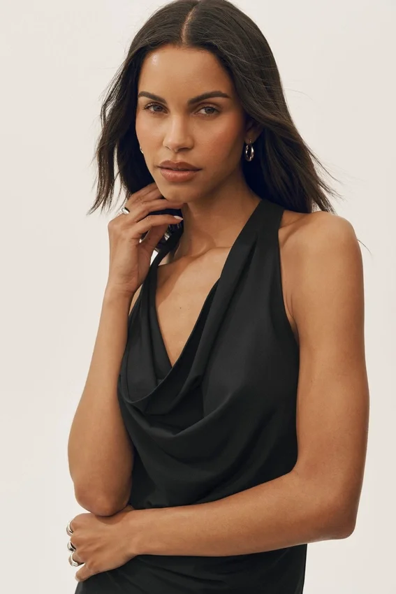 Summer Soiree halter-minijurk - Zwart