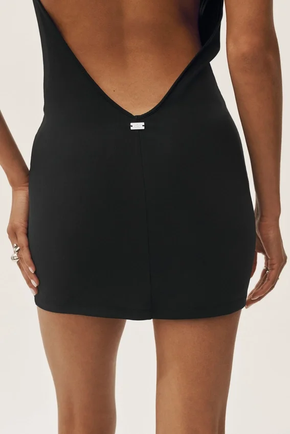 Summer Soiree halter-minijurk - Zwart