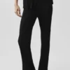 Sunlit-broek met High-Waist en rechte pijpen in trui-stof – Zwart