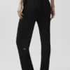 Sunlit-broek met High-Waist en rechte pijpen in trui-stof – Zwart