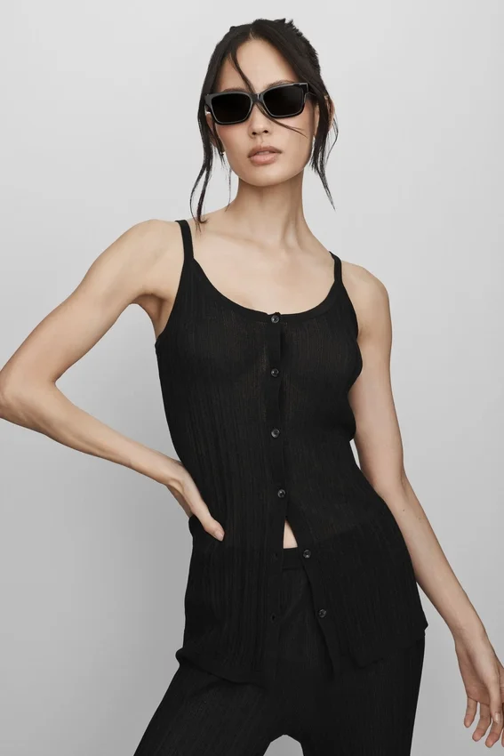 Sunlit-trui met knoopsluiting - Zwart