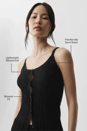 Sunlit-trui met knoopsluiting – Zwart