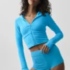 Sway hoodie met doorlopende rits - azuurblauw