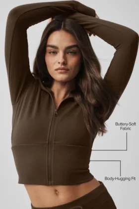 Sway-hoodie met volledige rits – Espresso