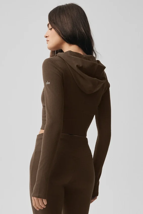 Sway-hoodie met volledige rits - Espresso