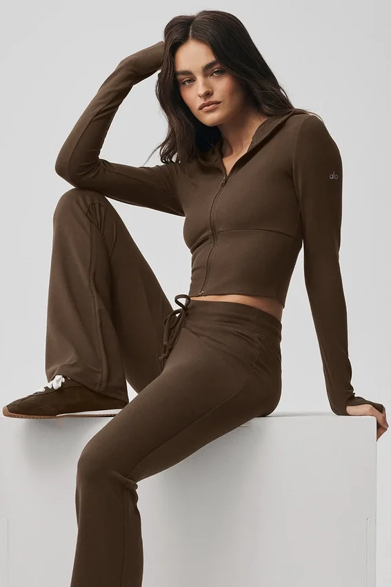 Sway-hoodie met volledige rits - Espresso