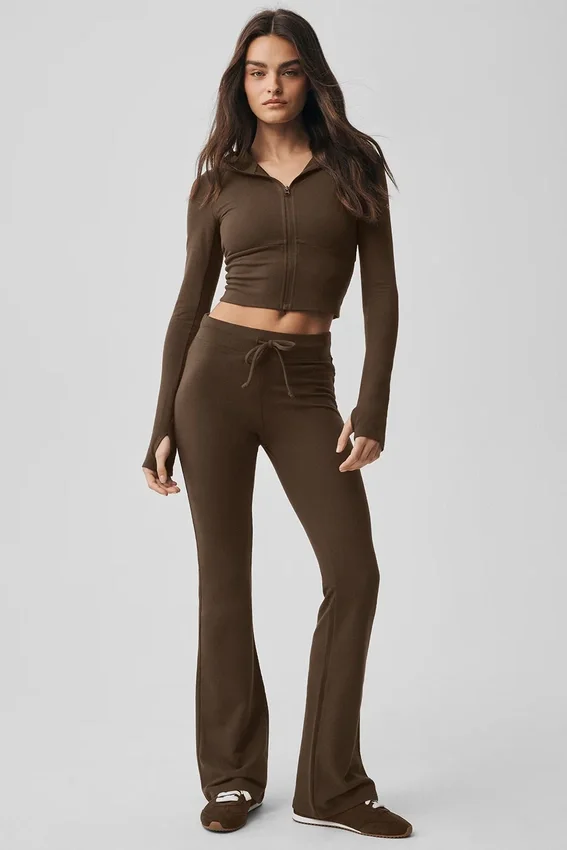 Sway-hoodie met volledige rits - Espresso