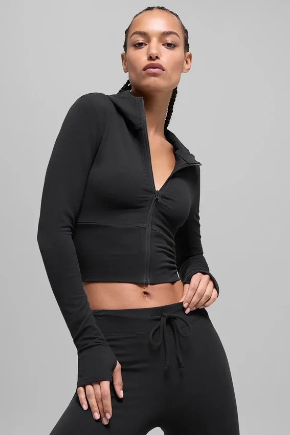 Sway hoodie met volledige rits - Zwart