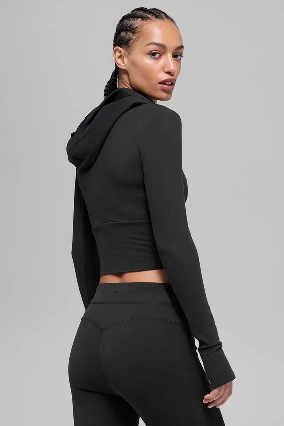 Sway hoodie met volledige rits - Zwart