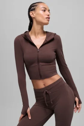 Sway-hoodie met volledige ritssluiting – Brownstone
