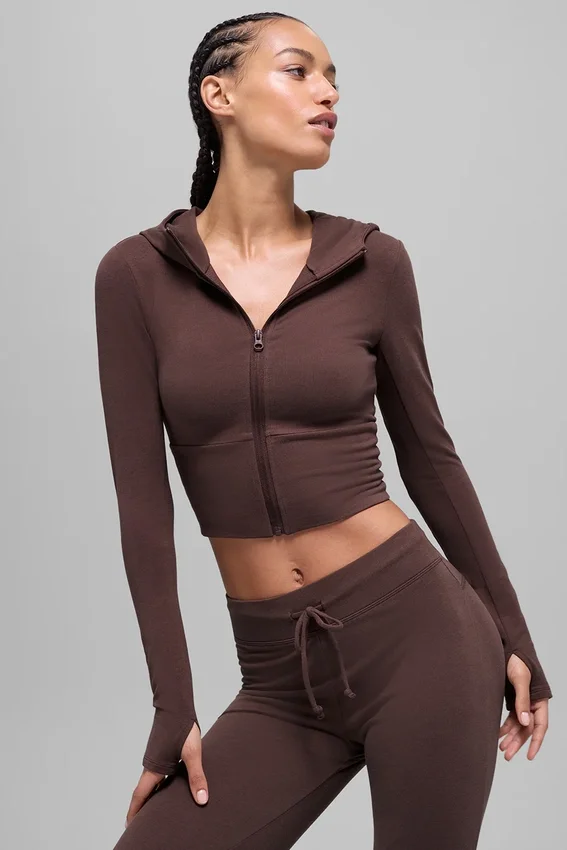 Sway-hoodie met volledige ritssluiting - Brownstone