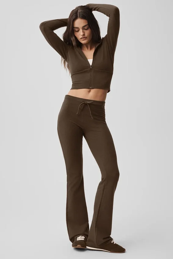 Sway joggingbroek met bootcut - Espresso