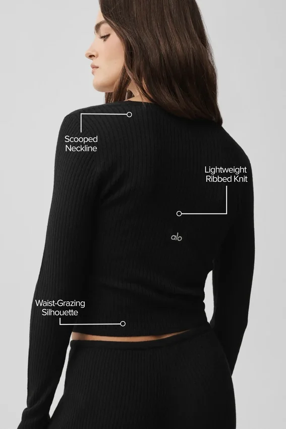 Sweater Knit Unwind met lange mouwen - Zwart