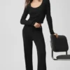 Sweater Knit Unwind met lange mouwen - Zwart