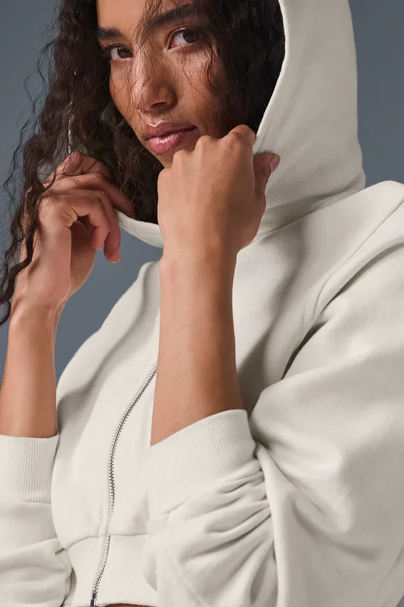 Sweet Escape hoodie met rits – ivoor