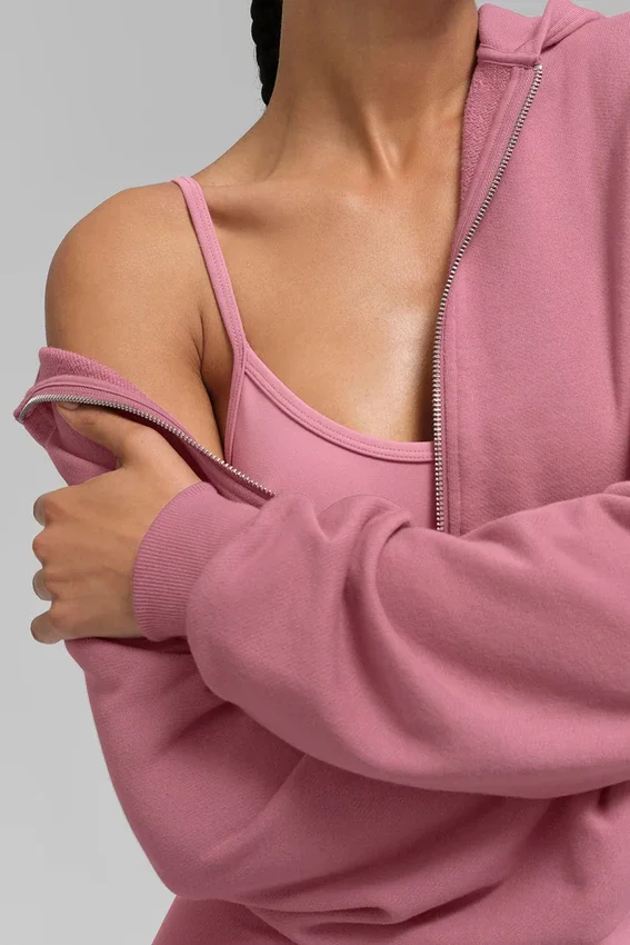 Sweet Escape hoodie met rits – Pink Wild Rose