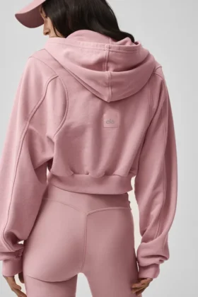 Sweet Escape hoodie met rits – Vintage Pink