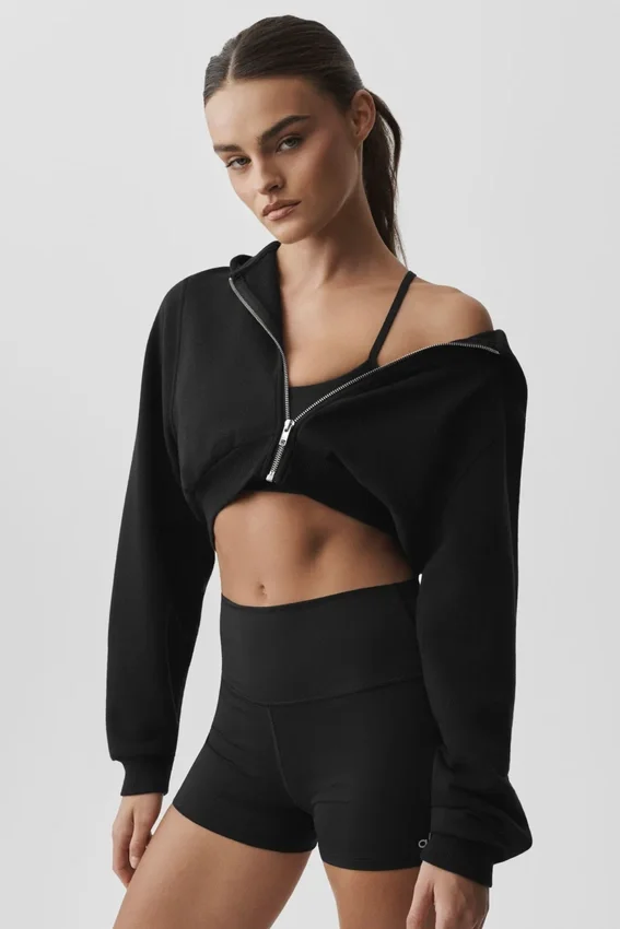 Sweet Escape hoodie met ritssluiting - Zwart